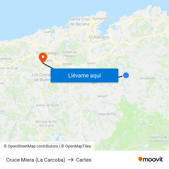 Cruce Miera (La Carcoba) to Cartes map