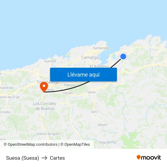 Suesa (Suesa) to Cartes map