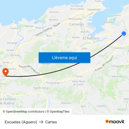 Escuelas (Aguero) to Cartes map