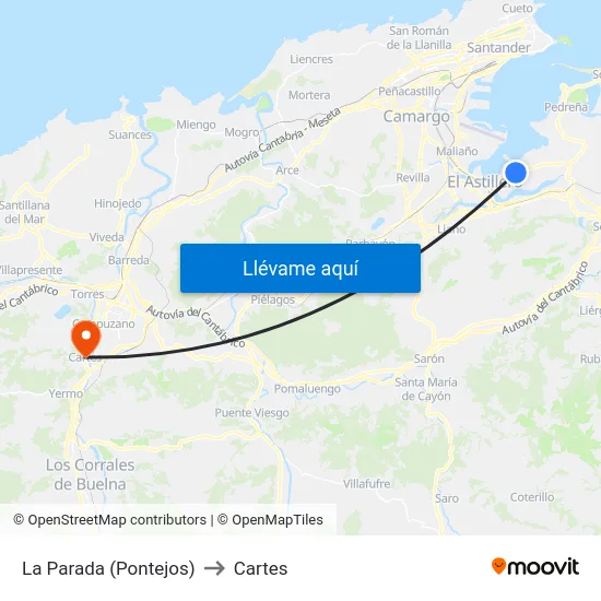La Parada (Pontejos) to Cartes map