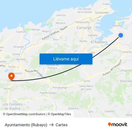 Ayuntamiento (Rubayo) to Cartes map