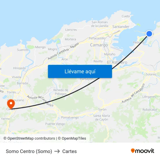 Somo Centro (Somo) to Cartes map