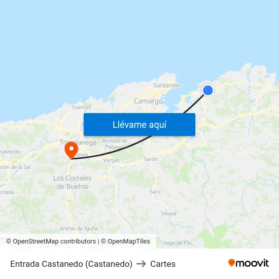 Entrada Castanedo (Castanedo) to Cartes map