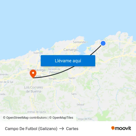 Campo De Futbol (Galizano) to Cartes map