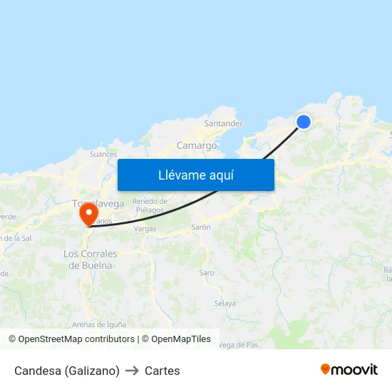 Candesa (Galizano) to Cartes map