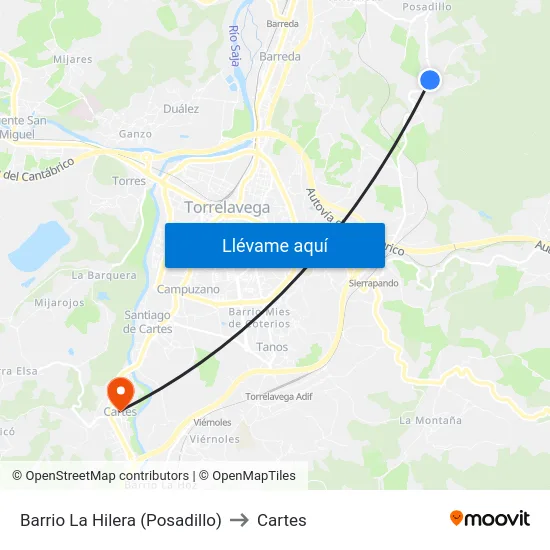 Barrio La Hilera (Posadillo) to Cartes map