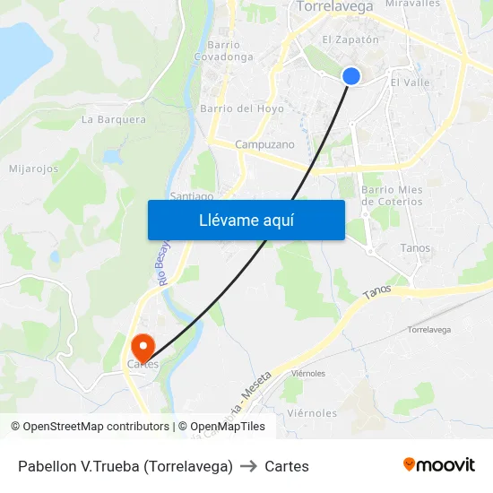 Pabellon V.Trueba (Torrelavega) to Cartes map