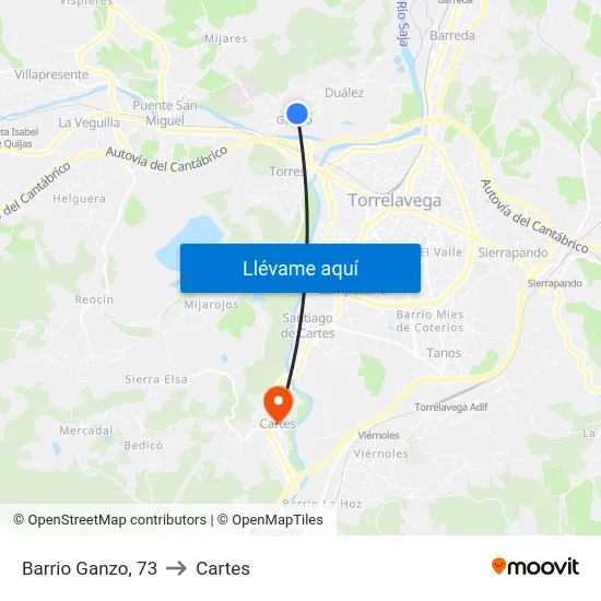 Barrio Ganzo, 73 to Cartes map