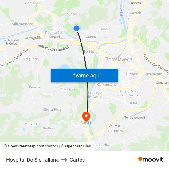 Hospital De Sierrallana to Cartes map