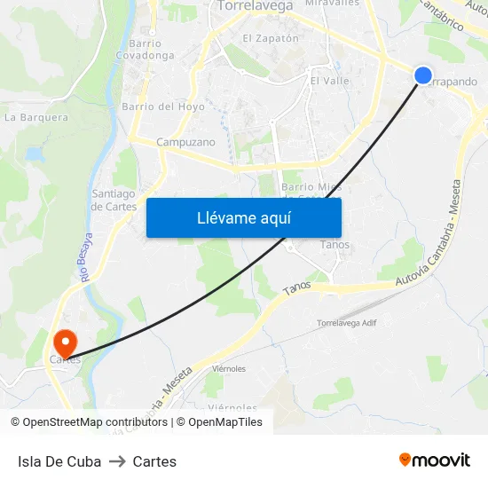 Isla De Cuba to Cartes map