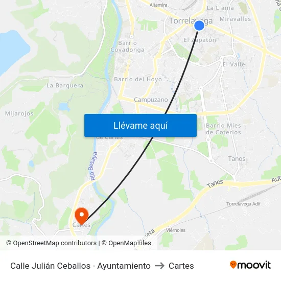 Calle Julián Ceballos - Ayuntamiento to Cartes map