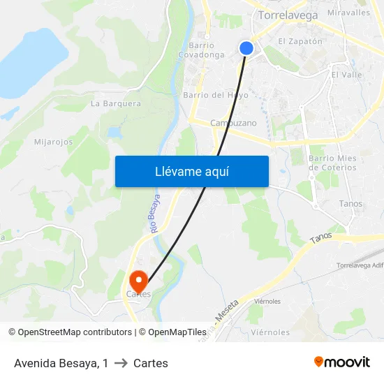 Avenida Besaya, 1 to Cartes map