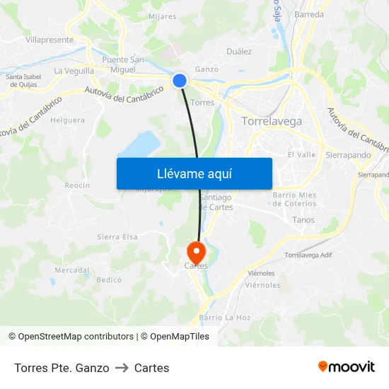 Torres Pte. Ganzo to Cartes map
