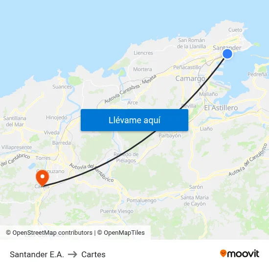 Santander E.A. to Cartes map
