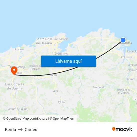 Berria to Cartes map
