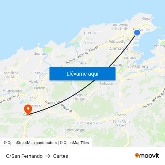 C/San Fernando to Cartes map