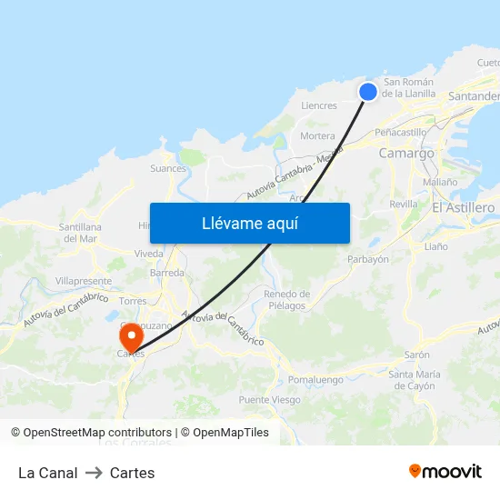 La Canal to Cartes map