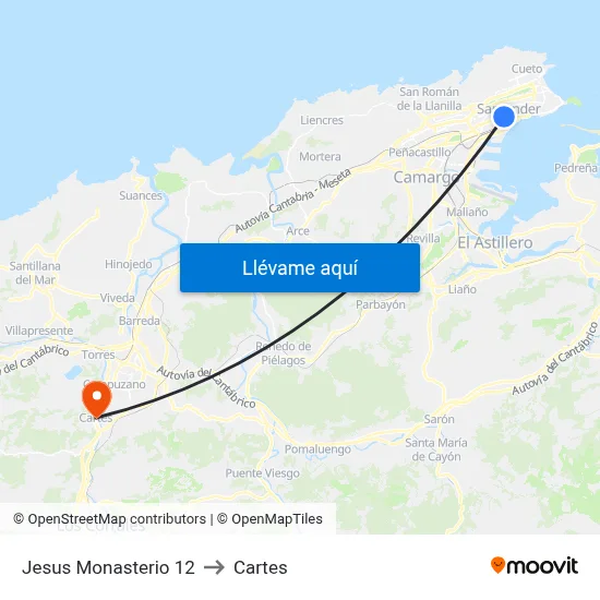 Jesus Monasterio 12 to Cartes map
