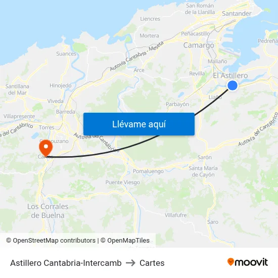 Astillero Cantabria-Intercamb to Cartes map