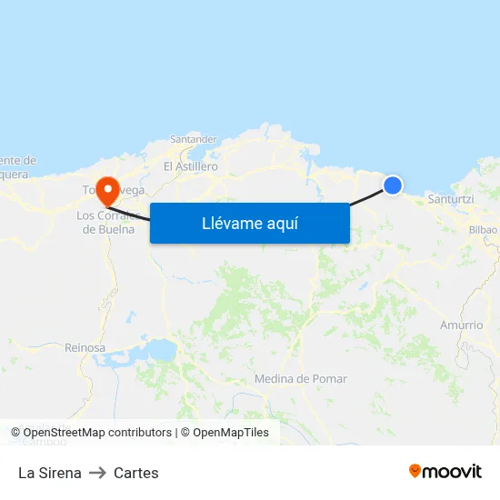 La Sirena to Cartes map