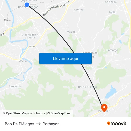 Boo De Piélagos to Parbayon map