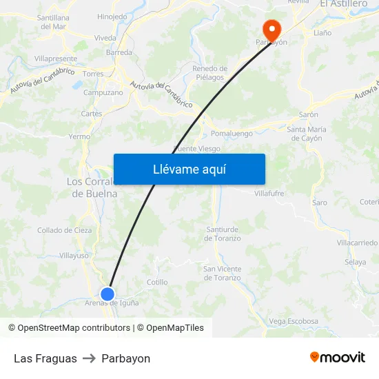 Las Fraguas to Parbayon map