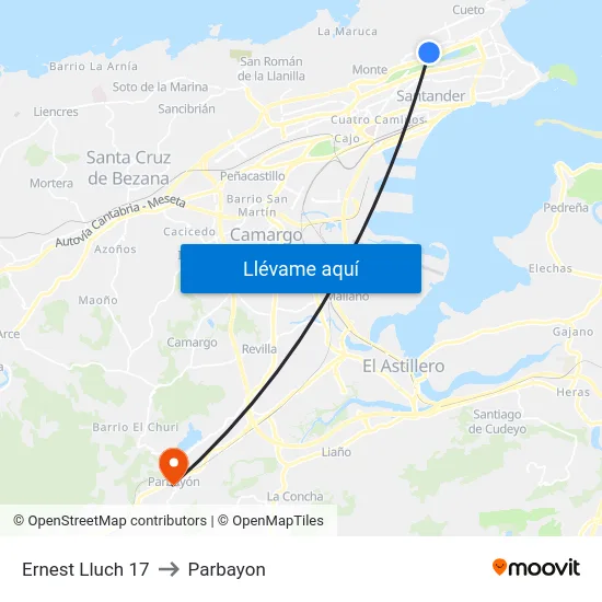 Ernest Lluch 17 to Parbayon map