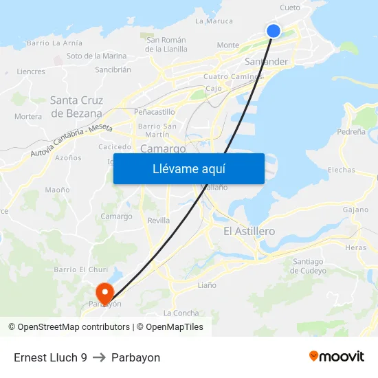 Ernest Lluch 9 to Parbayon map