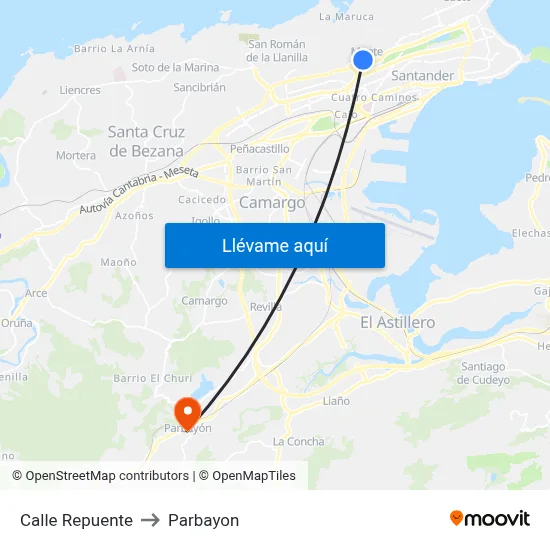 Calle Repuente to Parbayon map