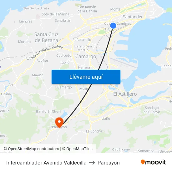 Intercambiador Avenida Valdecilla to Parbayon map