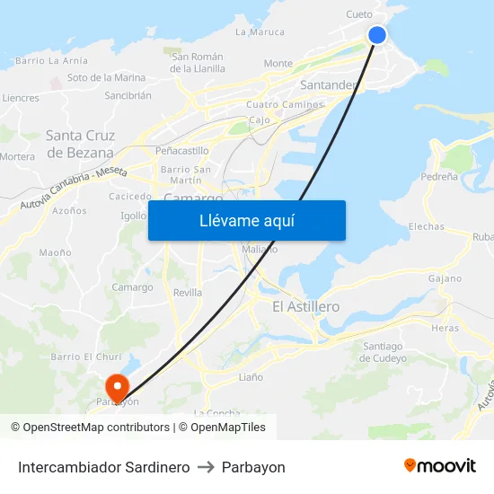 Intercambiador Sardinero to Parbayon map