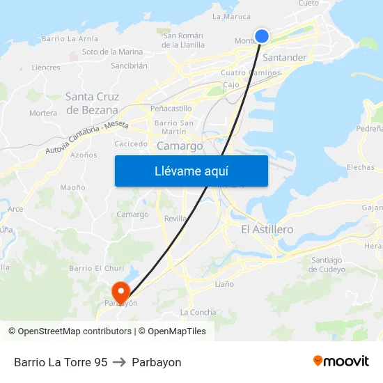 Barrio La Torre 95 to Parbayon map