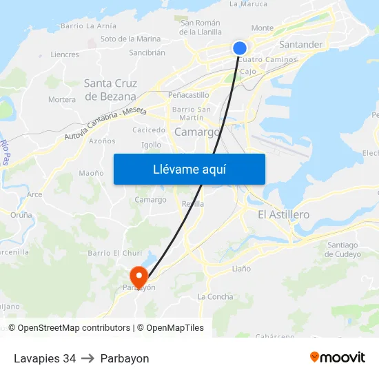 Lavapies 34 to Parbayon map