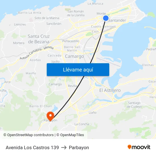 Avenida Los Castros 139 to Parbayon map