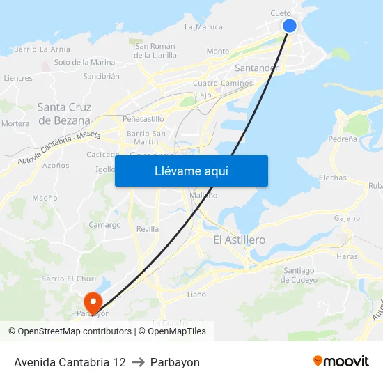 Avenida Cantabria 12 to Parbayon map