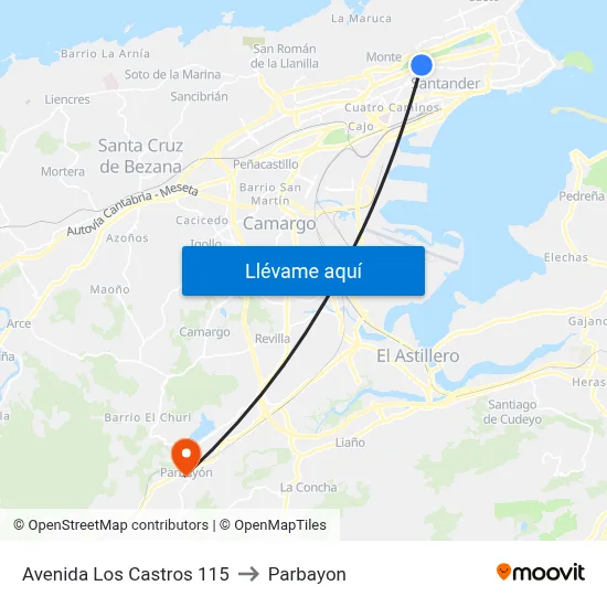 Avenida Los Castros 115 to Parbayon map
