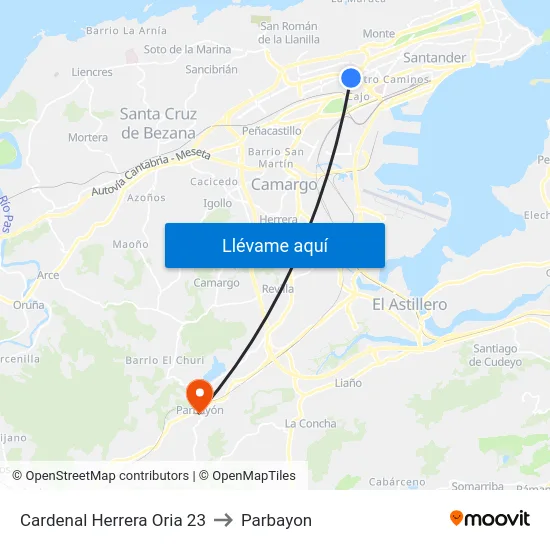 Cardenal Herrera Oria 23 to Parbayon map