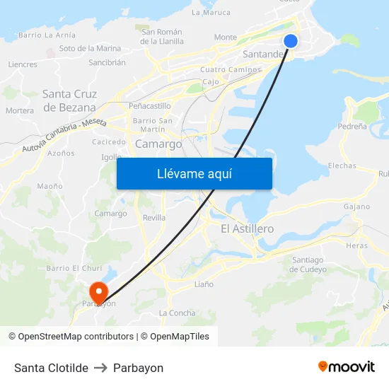 Santa Clotilde to Parbayon map