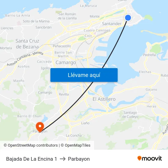 Bajada De La Encina 1 to Parbayon map