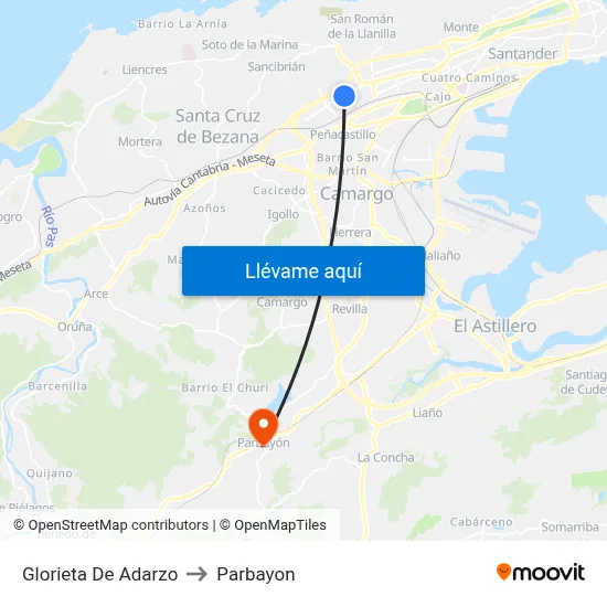 Glorieta De Adarzo to Parbayon map