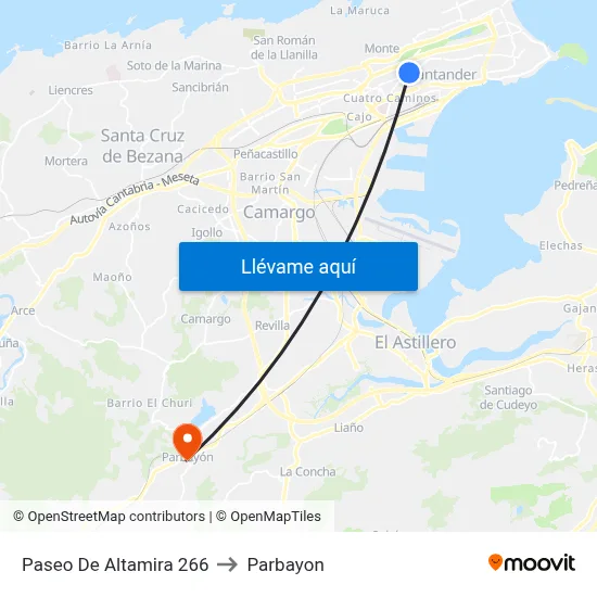 Paseo De Altamira 266 to Parbayon map