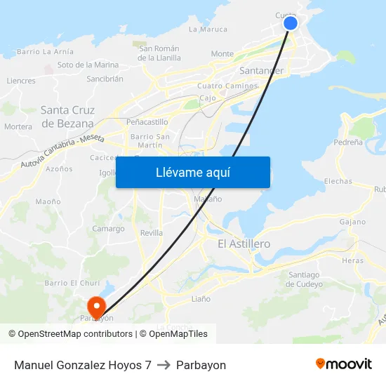 Manuel Gonzalez Hoyos 7 to Parbayon map