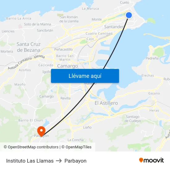 Instituto Las Llamas to Parbayon map