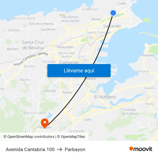 Avenida Cantabria 100 to Parbayon map