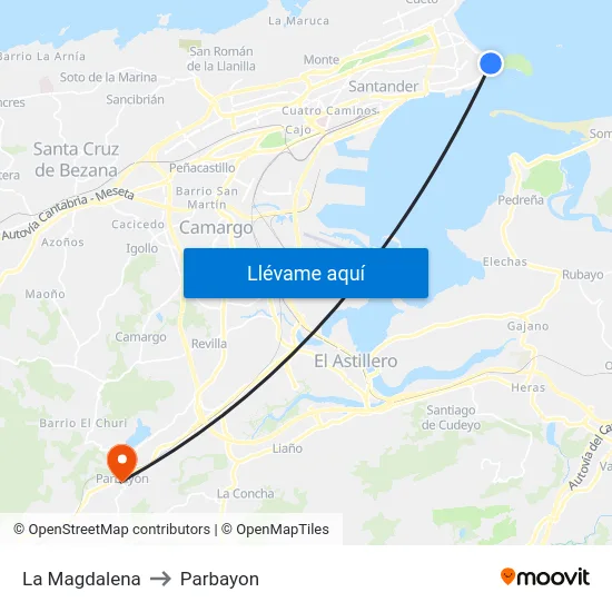 La Magdalena to Parbayon map