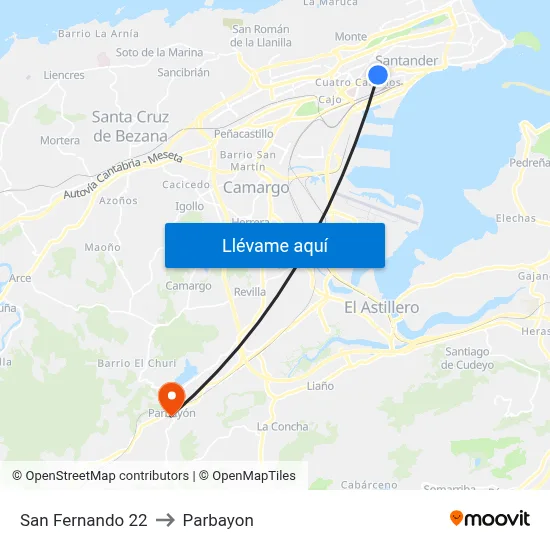 San Fernando 22 to Parbayon map