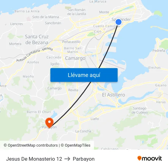 Jesus De Monasterio 12 to Parbayon map