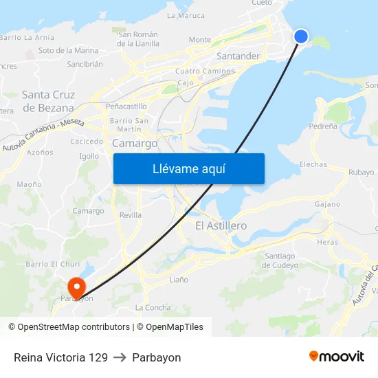 Reina Victoria 129 to Parbayon map