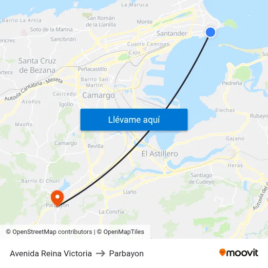 Avenida Reina Victoria to Parbayon map