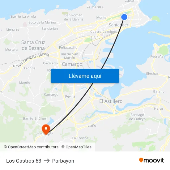 Los Castros 63 to Parbayon map